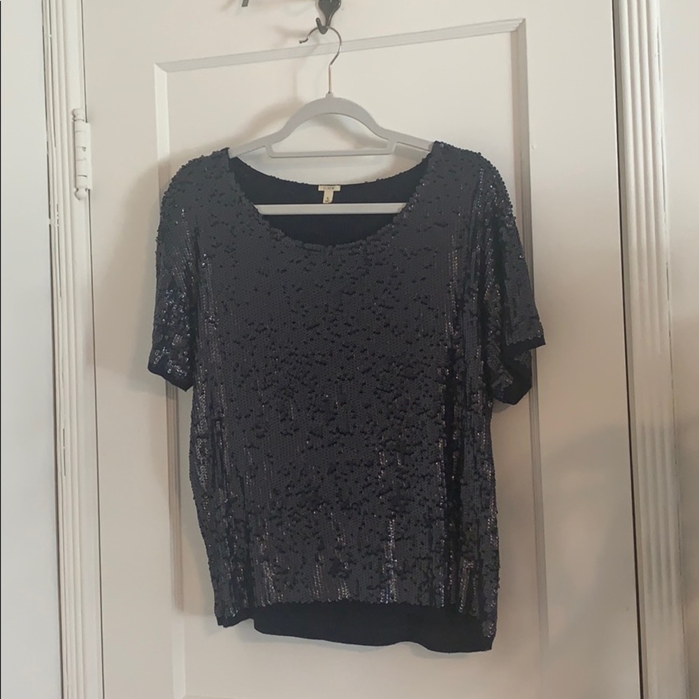 Navy Sequin JCrew Top